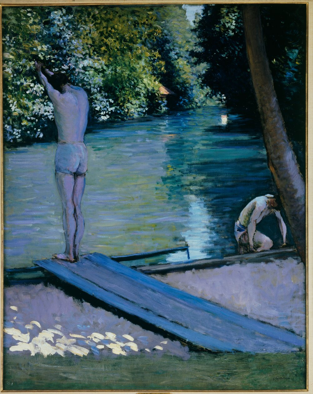 Badare på väg att störta i floden Lyerres av Gustave Caillebotte