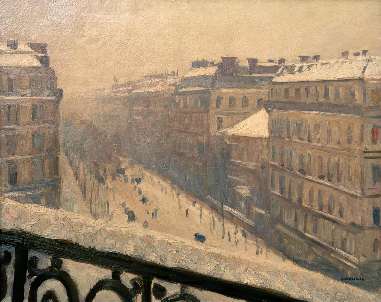 Boulevard Haussmann, snöeffekt av Gustave Caillebotte
