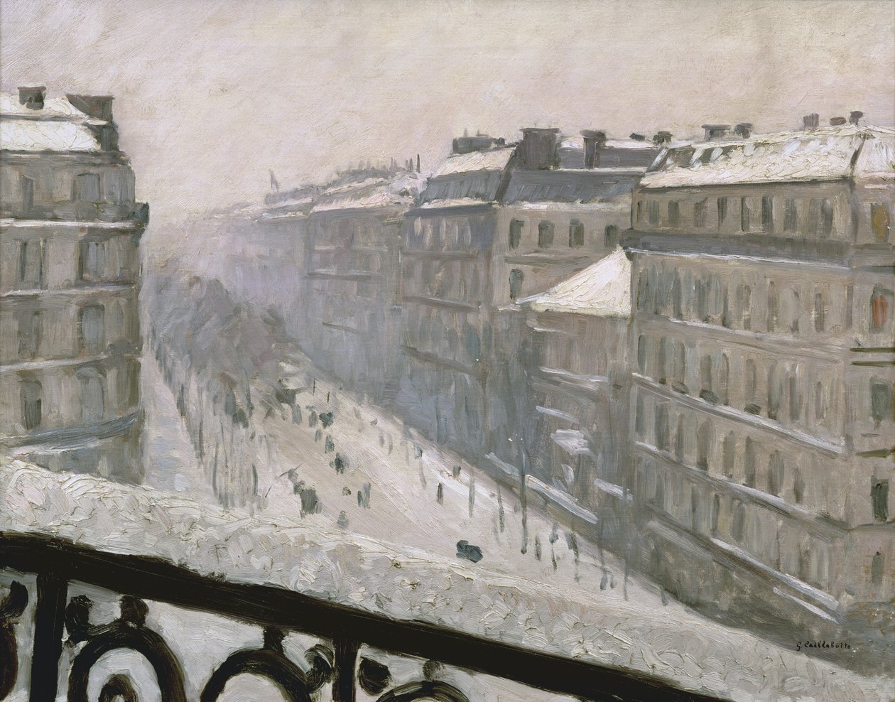 Boulevard Haussmann i snön, 1879 eller 1881 av Gustave Caillebotte