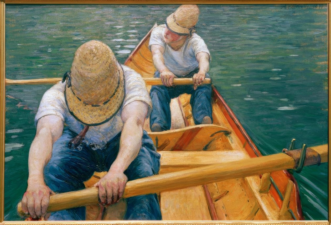 Kanotister som ror på Yerres av Gustave Caillebotte