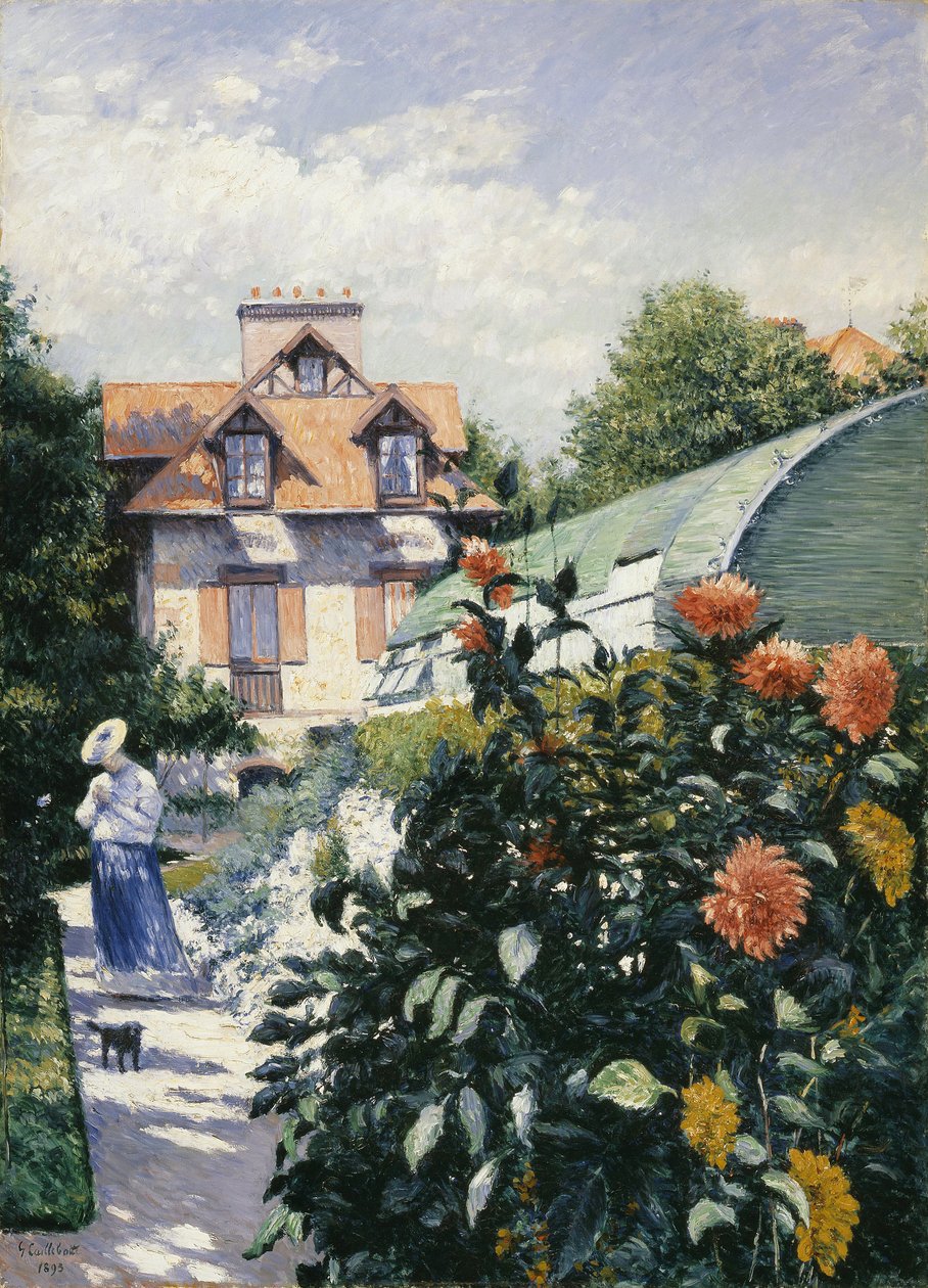 Dahlior, trädgård vid Petit Gennevilliers - Gustave Caillebotte (1848-1894). olja på duk av Gustave Caillebotte