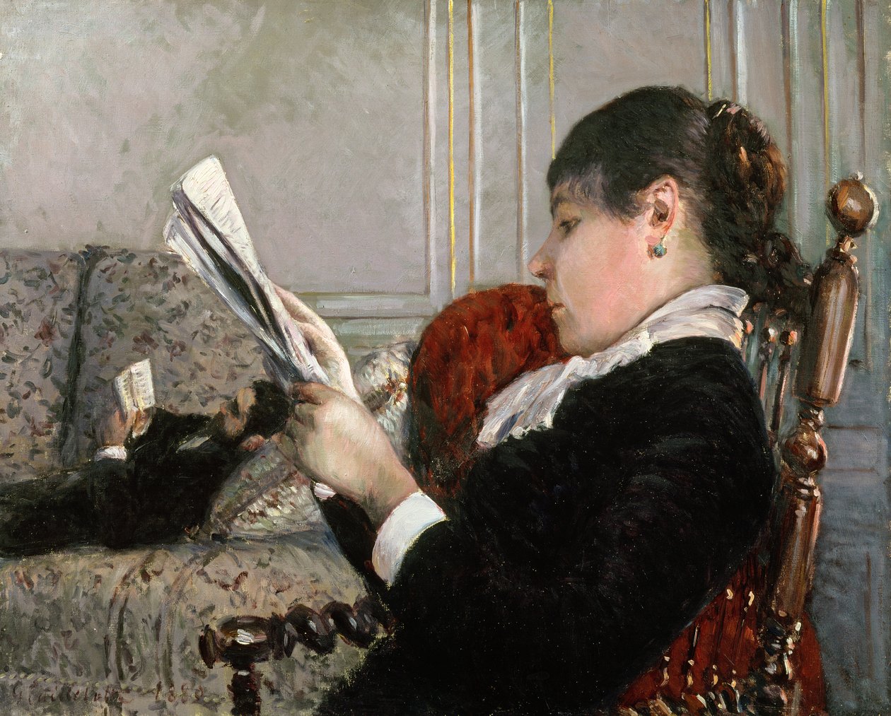 Interiör, kvinna som läser, 1880 av Gustave Caillebotte