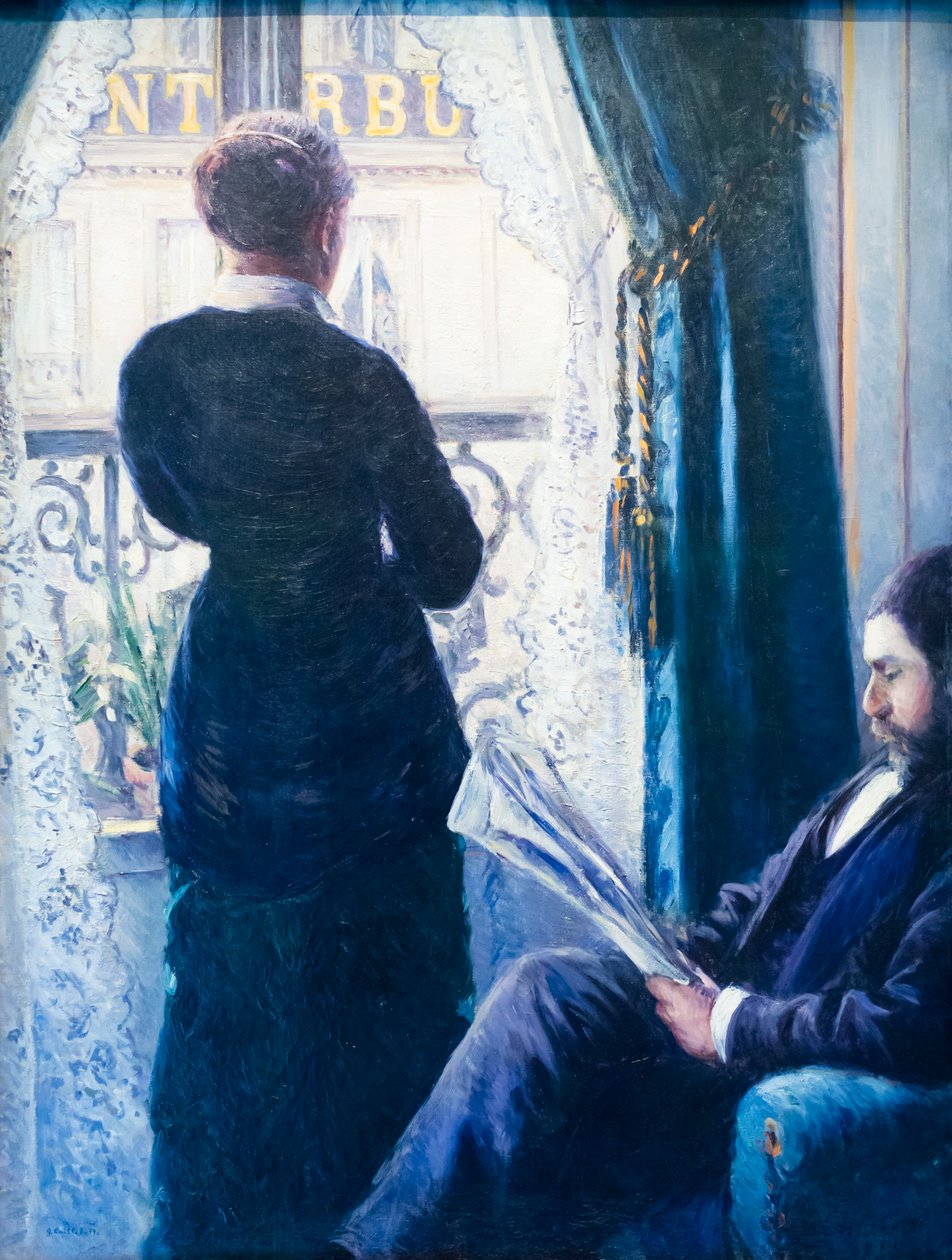 Interiör, kvinna vid fönstret, ca. 1880 (olja på duk) av Gustave Caillebotte