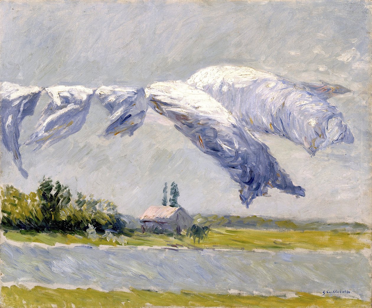 Tvättstorkning, Petit Gennevilliers - Gustave Caillebotte (1848-1894). Olja på duk av Gustave Caillebotte