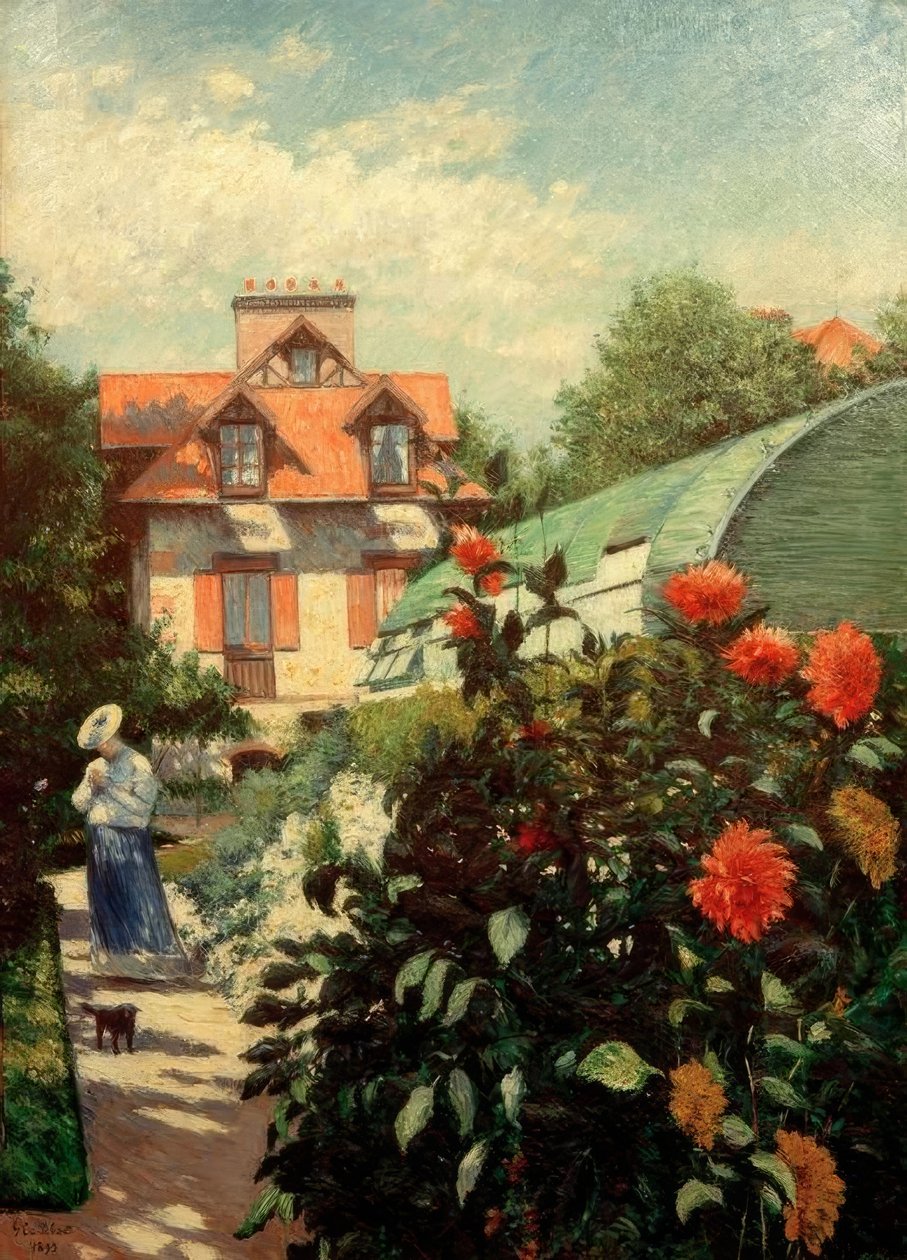 Trädgården, Petit Gennevilliers (Les dahlias, jardin du Peti av Gustave Caillebotte