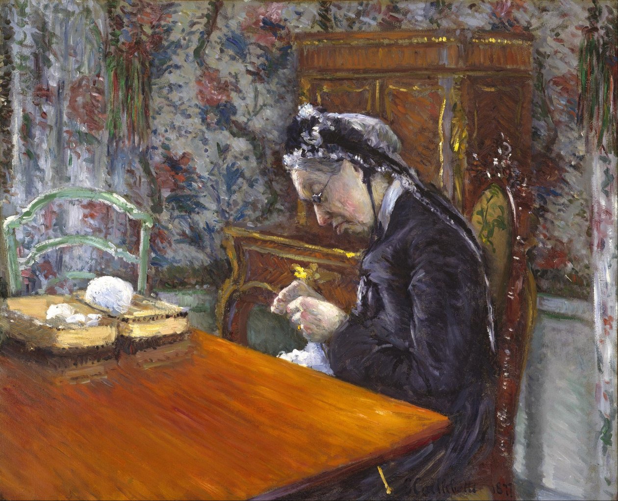 Mademoiselle Boissière stickar av Gustave Caillebotte