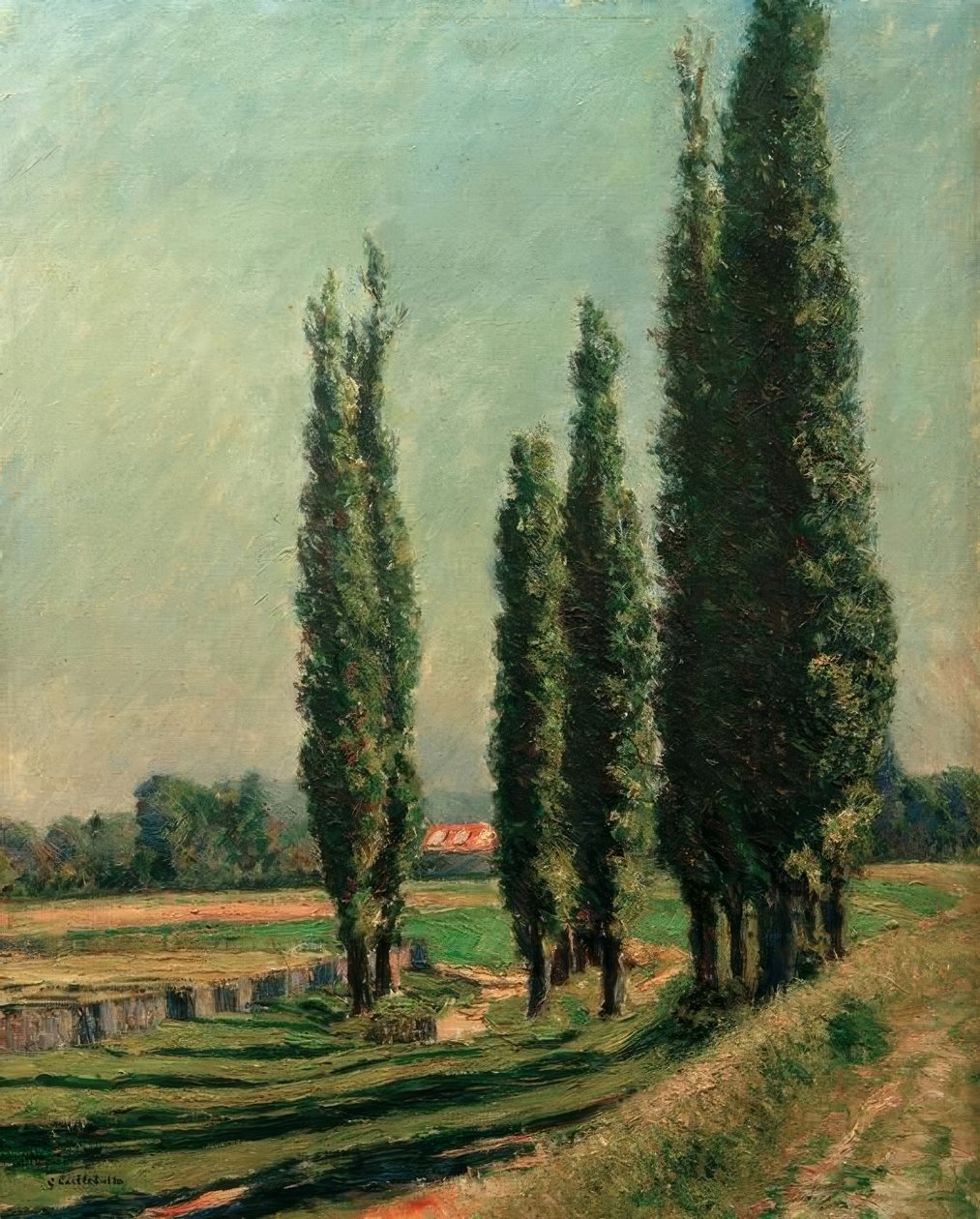 Popplar på Argenteuils dike, i Petit Gennevilliers av Gustave Caillebotte