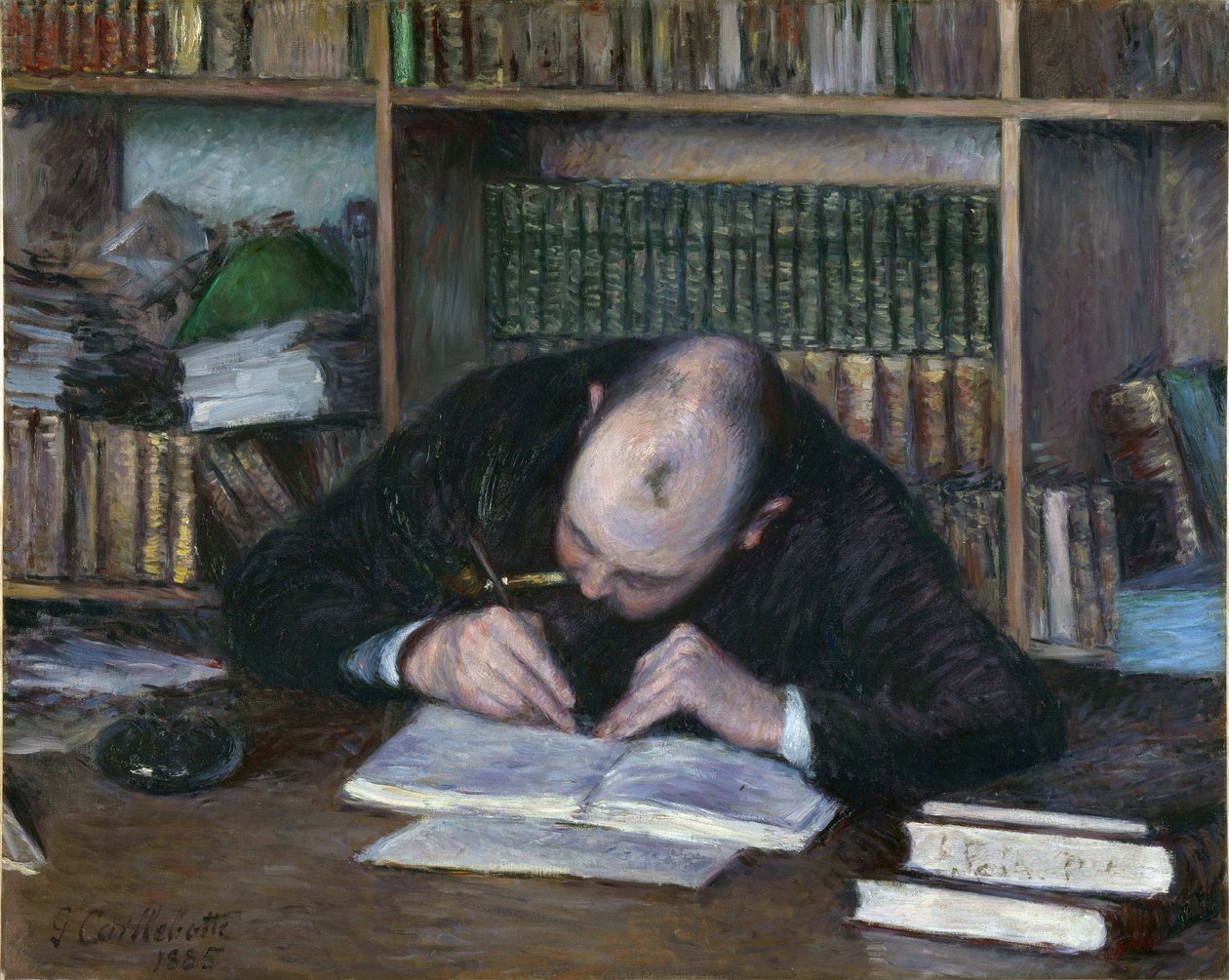 Porträtt av Emile Jean Fontaine, bokhandlare (Bokhandlaren E. J. Fontaine) - Målning av Gustave Caillebotte (1848-1894), olja på duk (65x81 cm) av Gustave Caillebotte