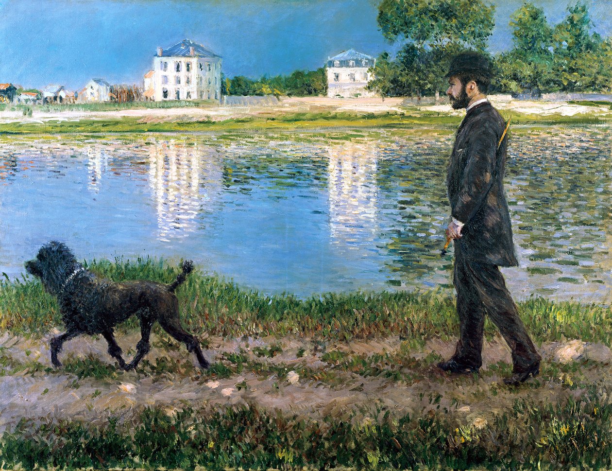 Richard Gallo och hans hund vid Petit Gennevilliers, ca 1883-84 (olja på duk) av Gustave Caillebotte