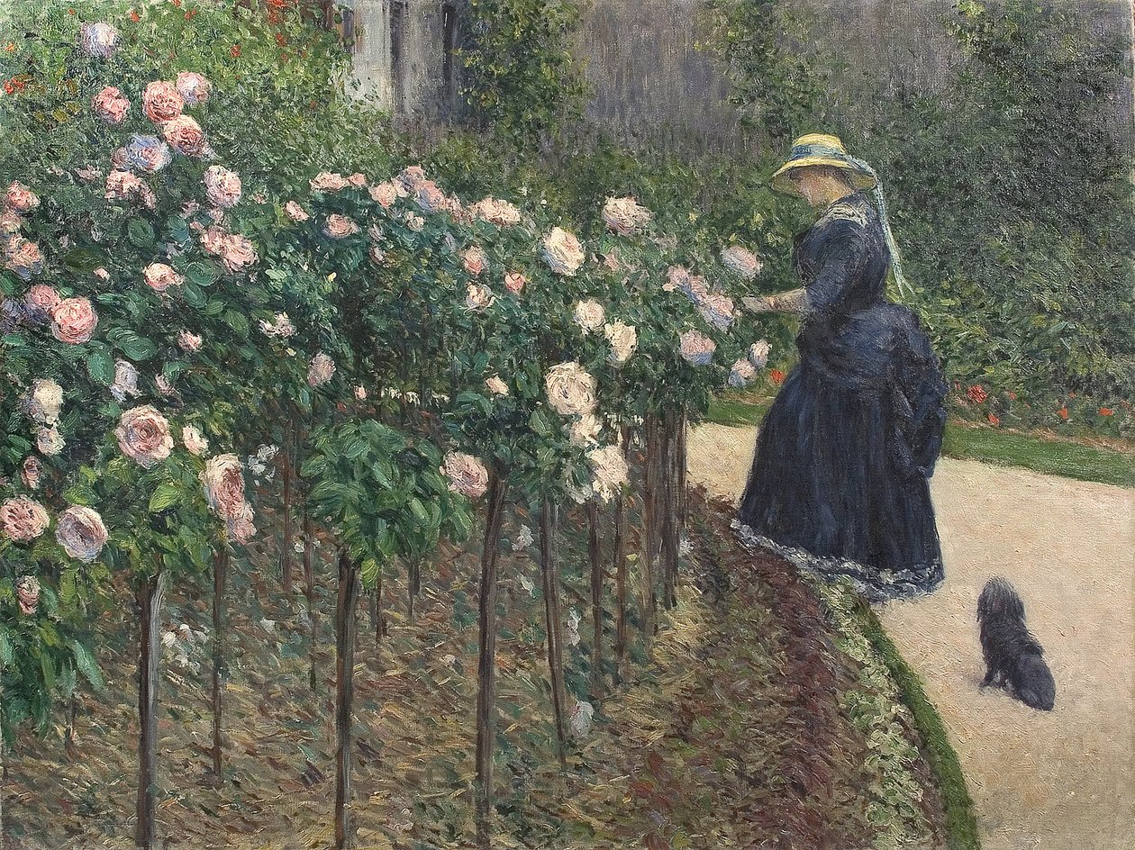 Rosor, trädgård vid Petit Gennevilliers - Gustave Caillebotte (1848-1894). olja på duk av Gustave Caillebotte