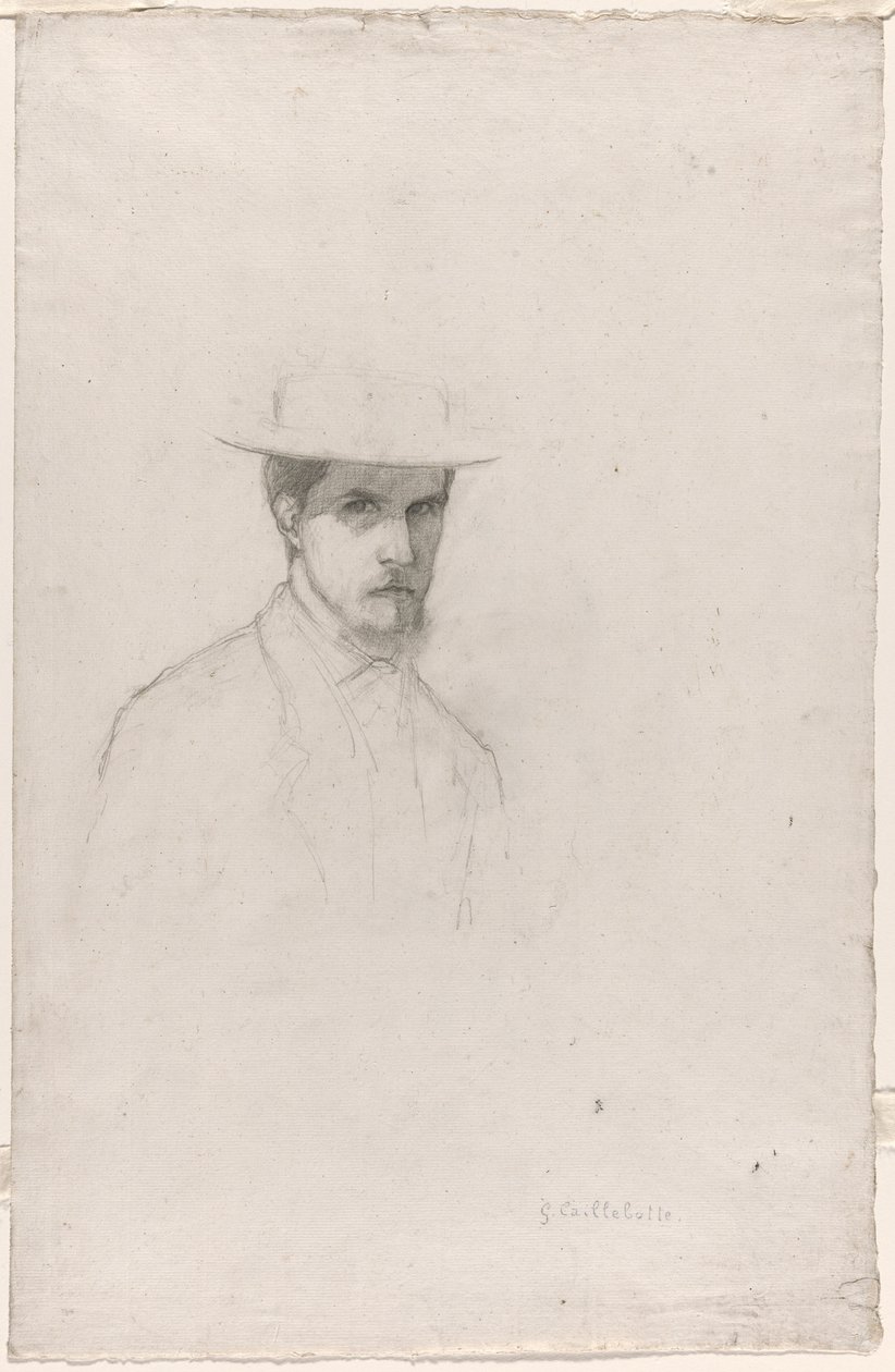 Självporträtt med hatt av Gustave Caillebotte