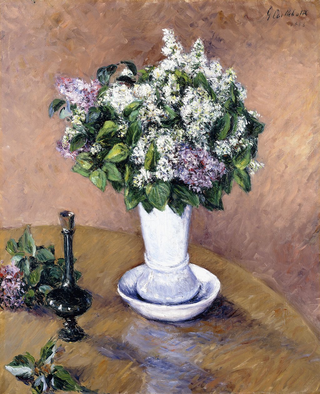 Stilleben med en vas av lila, 1883 av Gustave Caillebotte