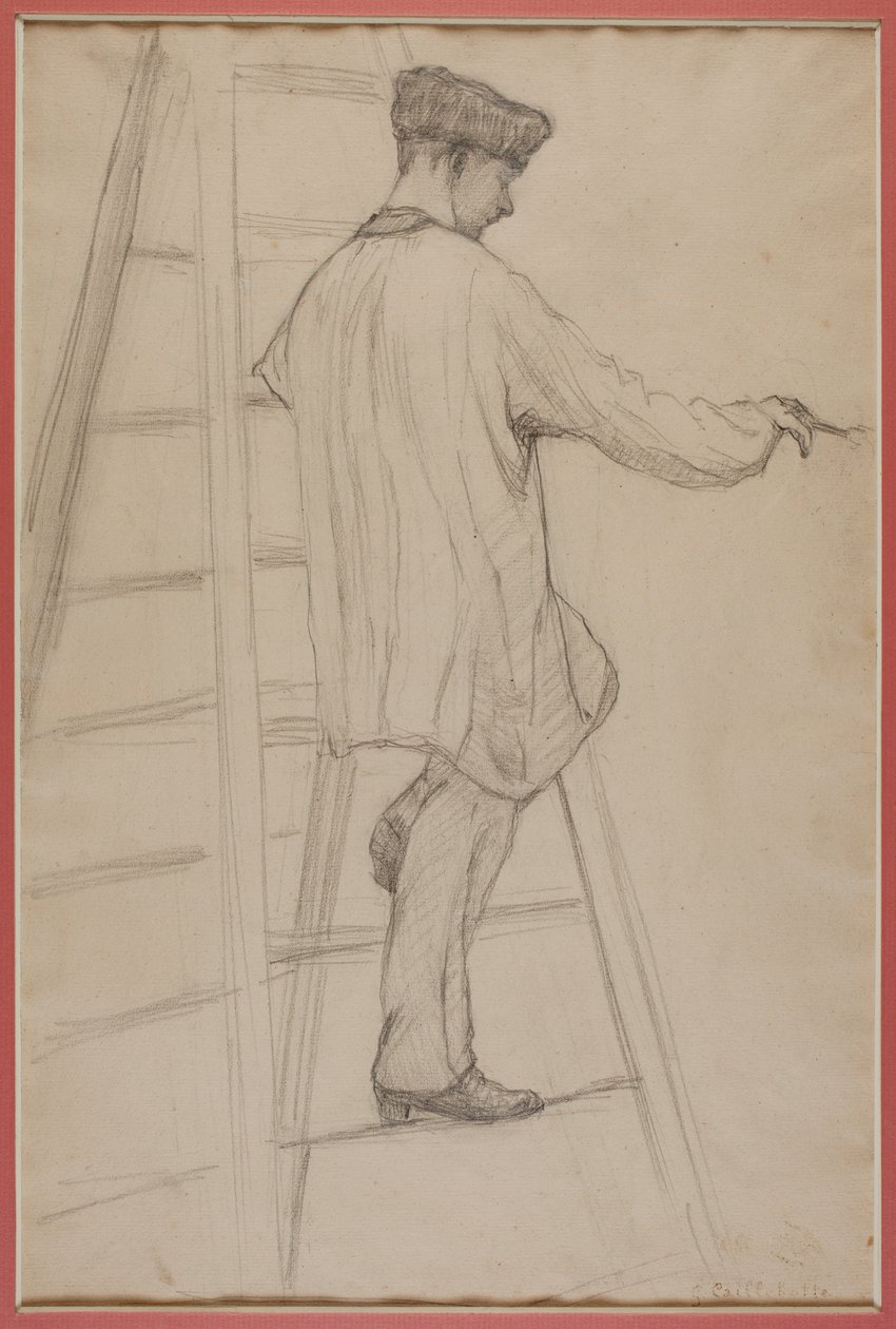 Studie för husmålare: En man på en stege av Gustave Caillebotte