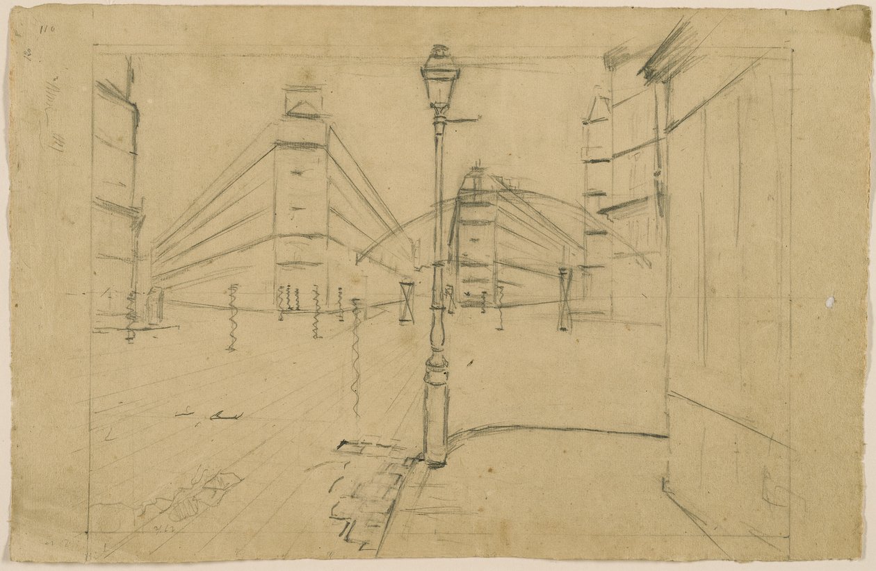 Studie för Paris Street; Regnig dag av Gustave Caillebotte
