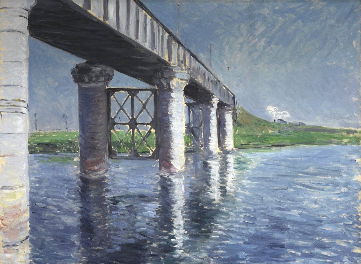 Seine och järnvägsbron vid Argenteuil av Gustave Caillebotte