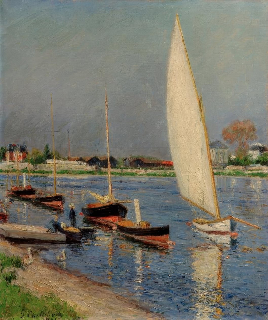 Segelbåtar på Seine vid Argenteuil av Gustave Caillebotte