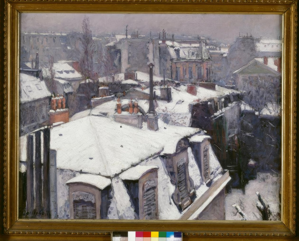 Utsikt över tak (Snöeffekt), säger Tak under snön av Gustave Caillebotte