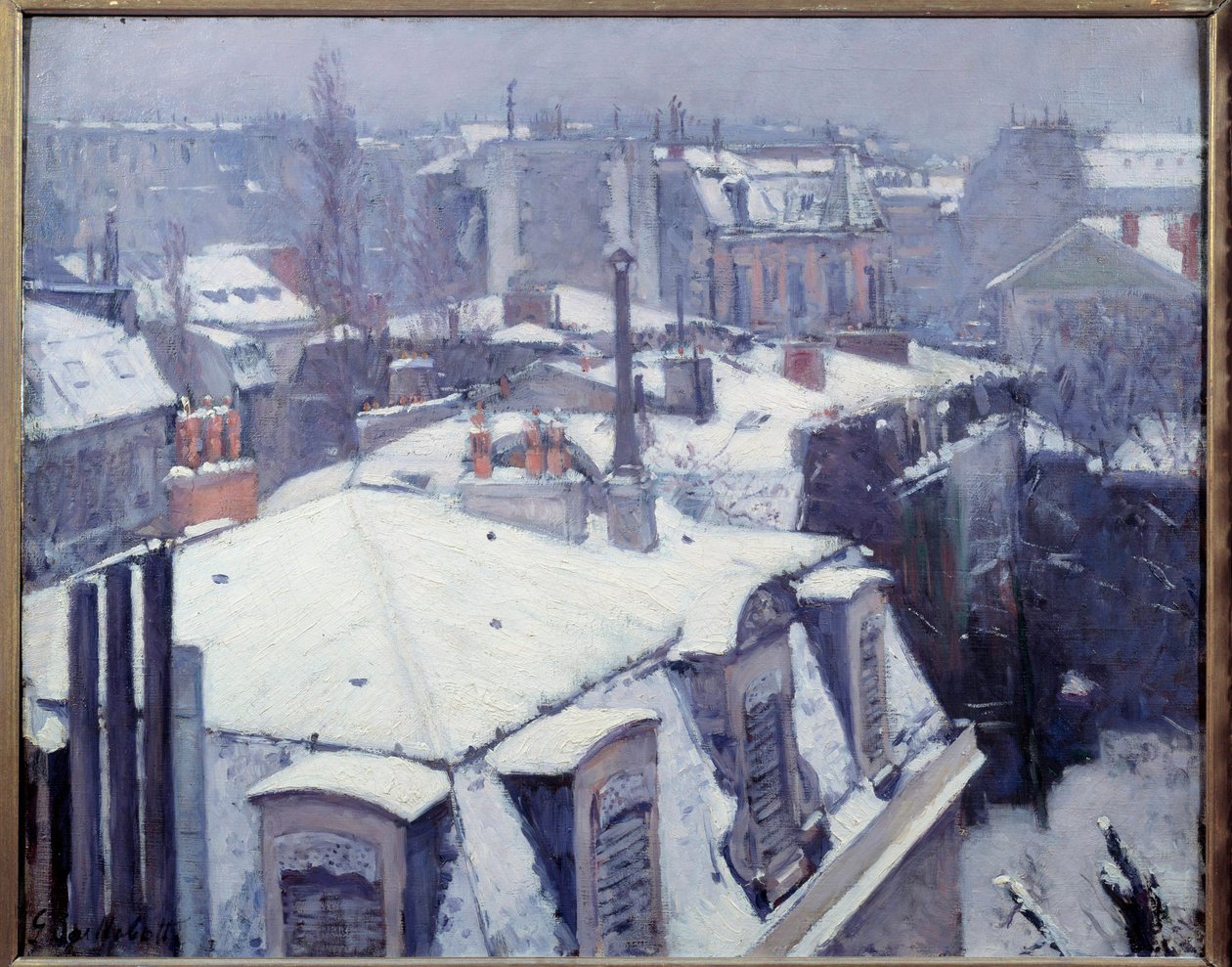 Vue des roofs (effet de neige) en Parismålning av Gustave Caillebotte (1848-1894) 1878 Sön. 0,64x0,82 m Paris, musee d