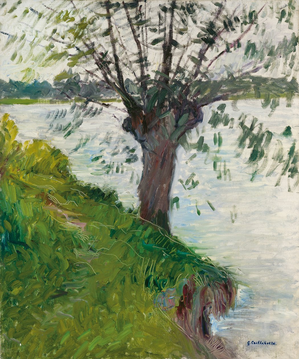 Pil vid floden; Saule au bord de la riviere, ca. 1891 av Gustave Caillebotte