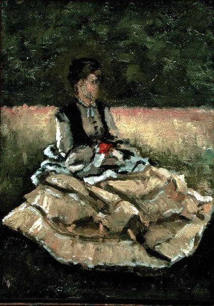 Kvinna som sitter på gräsmattan (olja på duk) av Gustave Caillebotte