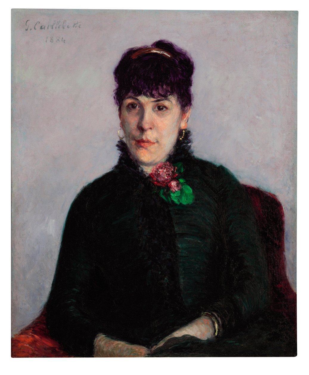 Kvinna med en ros, 1884 av Gustave Caillebotte