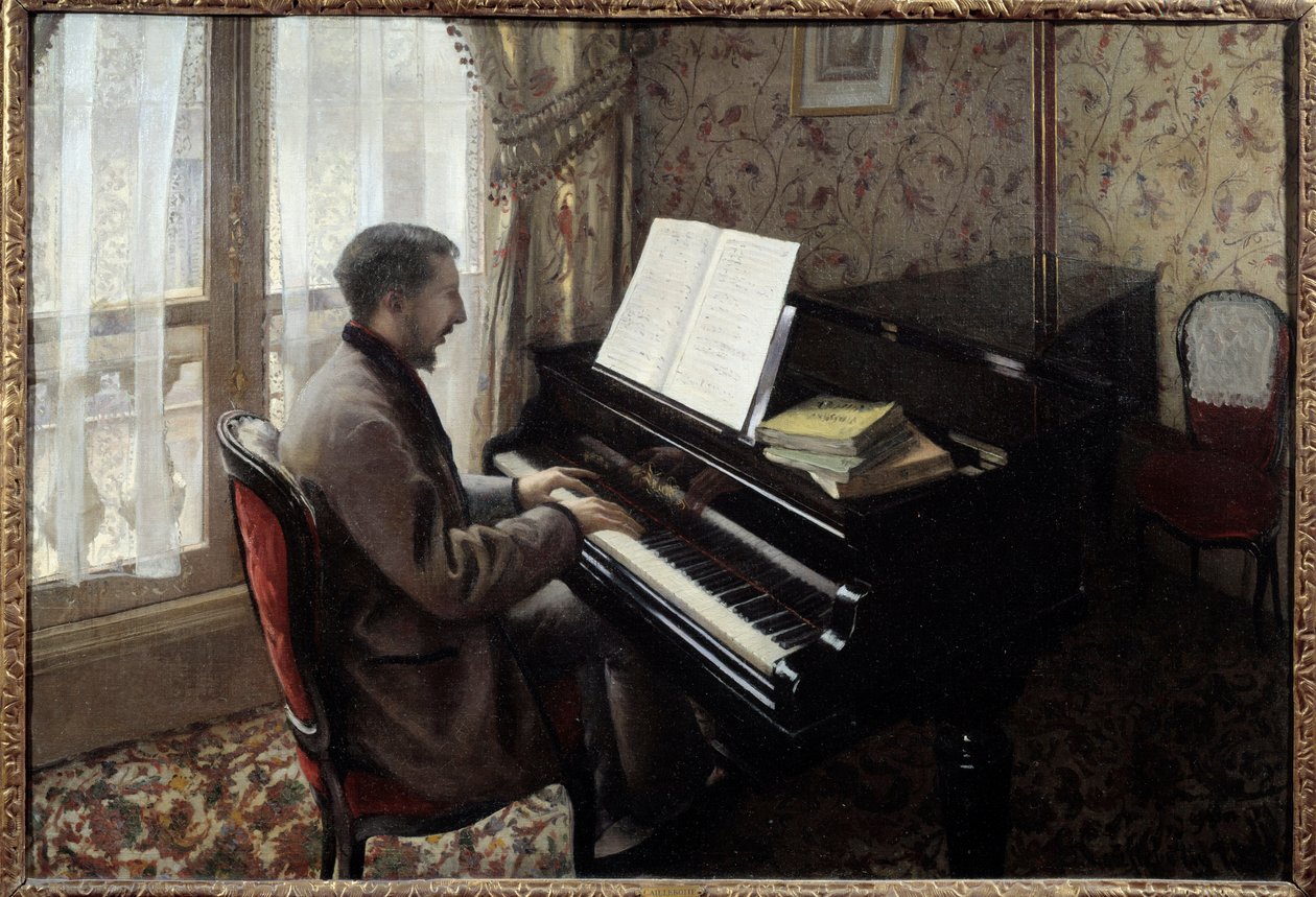 Ung man spelar piano. Målning av Gustave Caillebotte (1848-1894) av Gustave Caillebotte