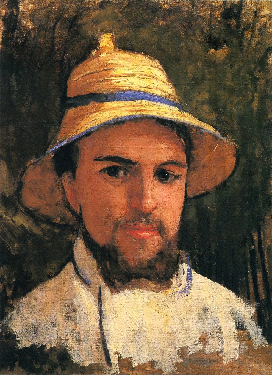 självporträtt med stråhatt av Gustave Caillebotte