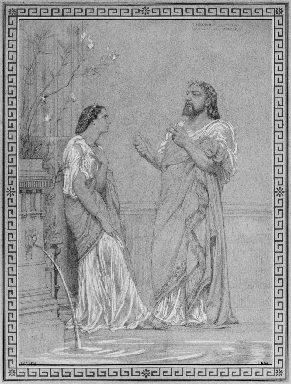 Theophile Gautier och Maria Favart, skiss till målningen 