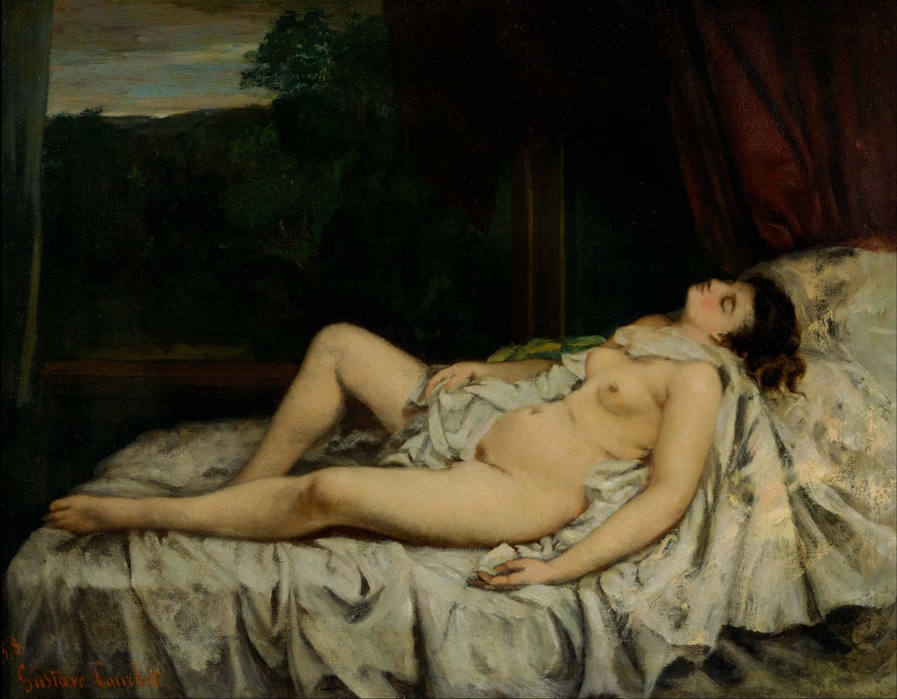 Sovande naken av Gustave Courbet