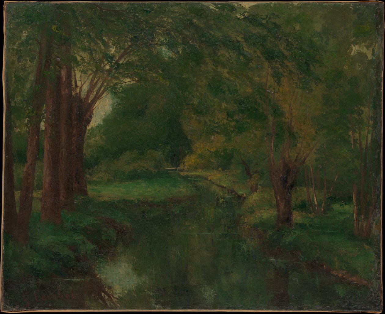 En bäck i en glänta (möjligen ”Bäck, Fontcouvertes dal; Studie”) av Gustave Courbet
