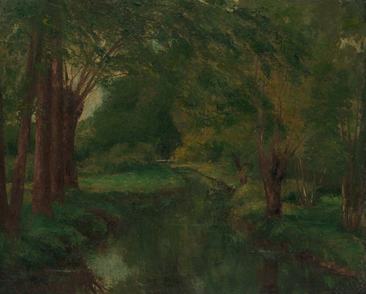 En bäck i en glänta, möjligen bäck, Valley of Fontcouverte, studie, troligen 1862. av Gustave Courbet