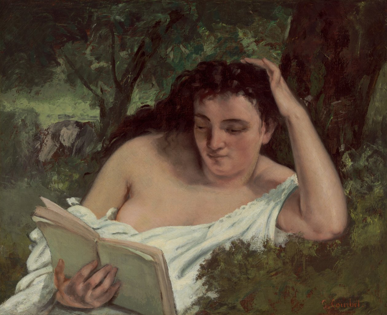 En ung kvinna som läser, ca. 18661868. av Gustave Courbet
