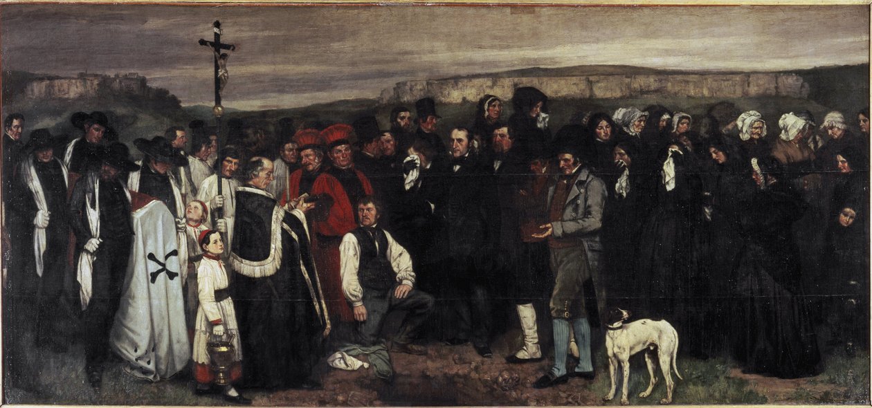 En begravning i Ornans - Olja på duk av Gustave Courbet