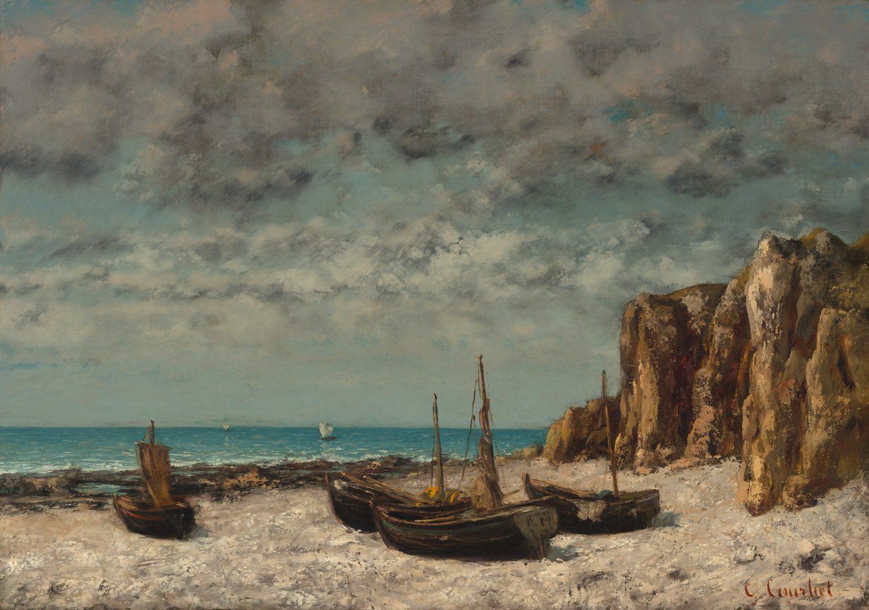 Båtar på en strand, Etretat av Gustave Courbet