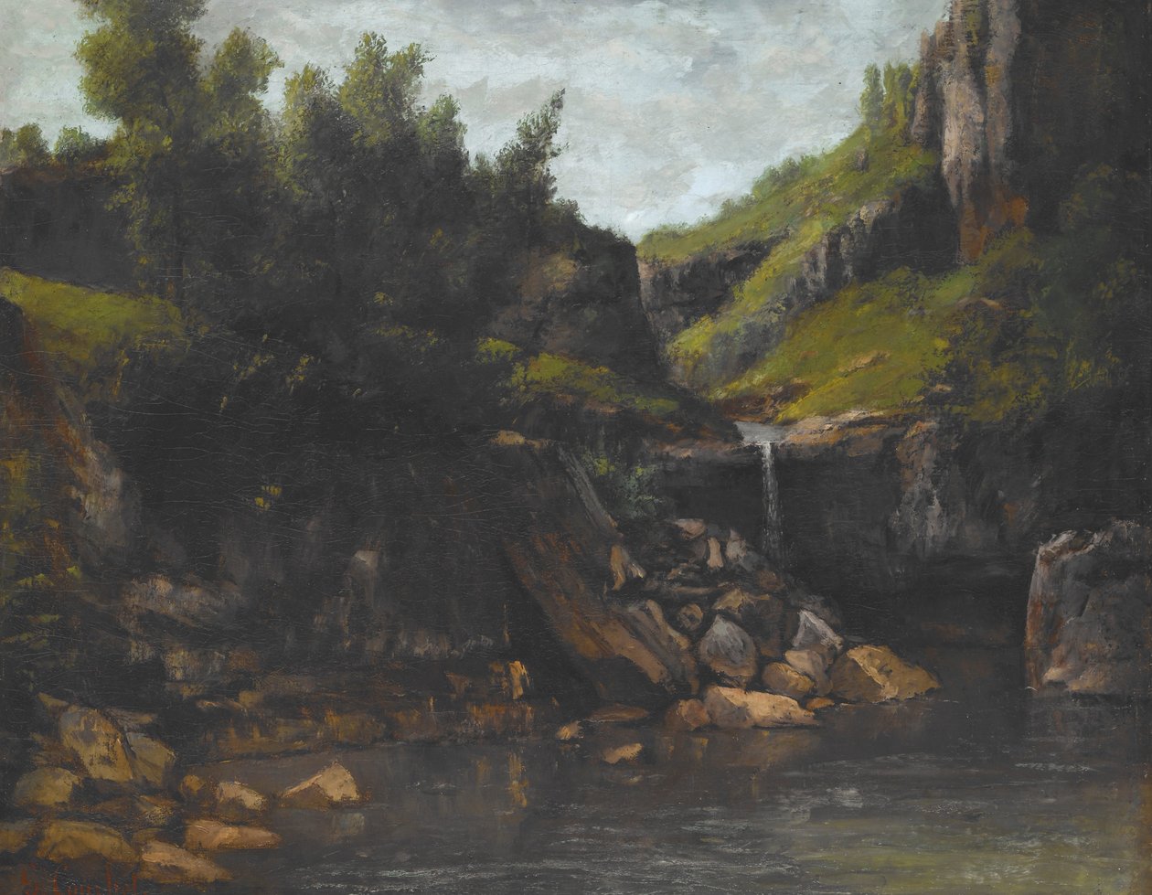 Vattenfall i ett klippigt landskap av Gustave Courbet