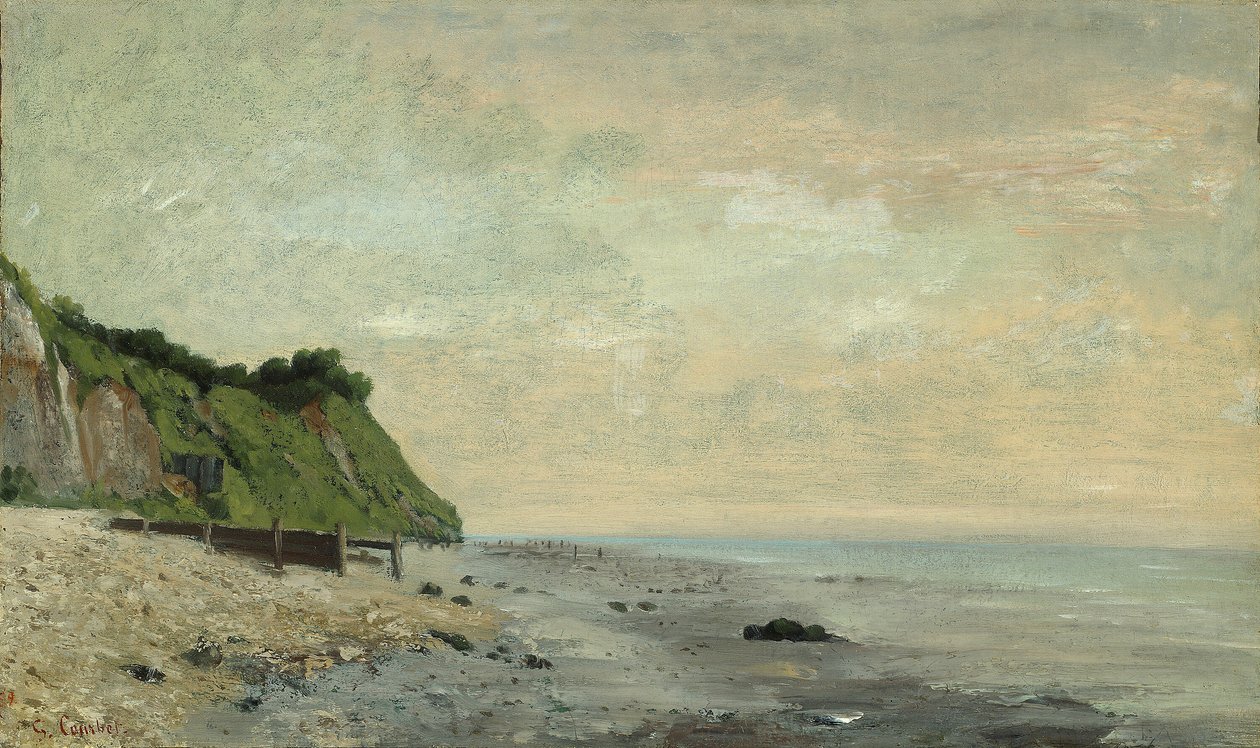 Cliffs on the Sea Coast: Small Beach, Sunrise av Gustave Courbet