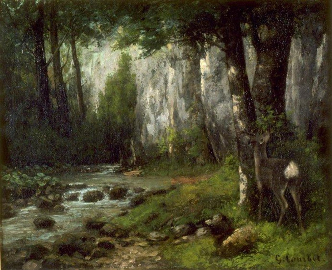 Courbet - Hjort i skogen, cirka 1839-1877 av Gustave Courbet