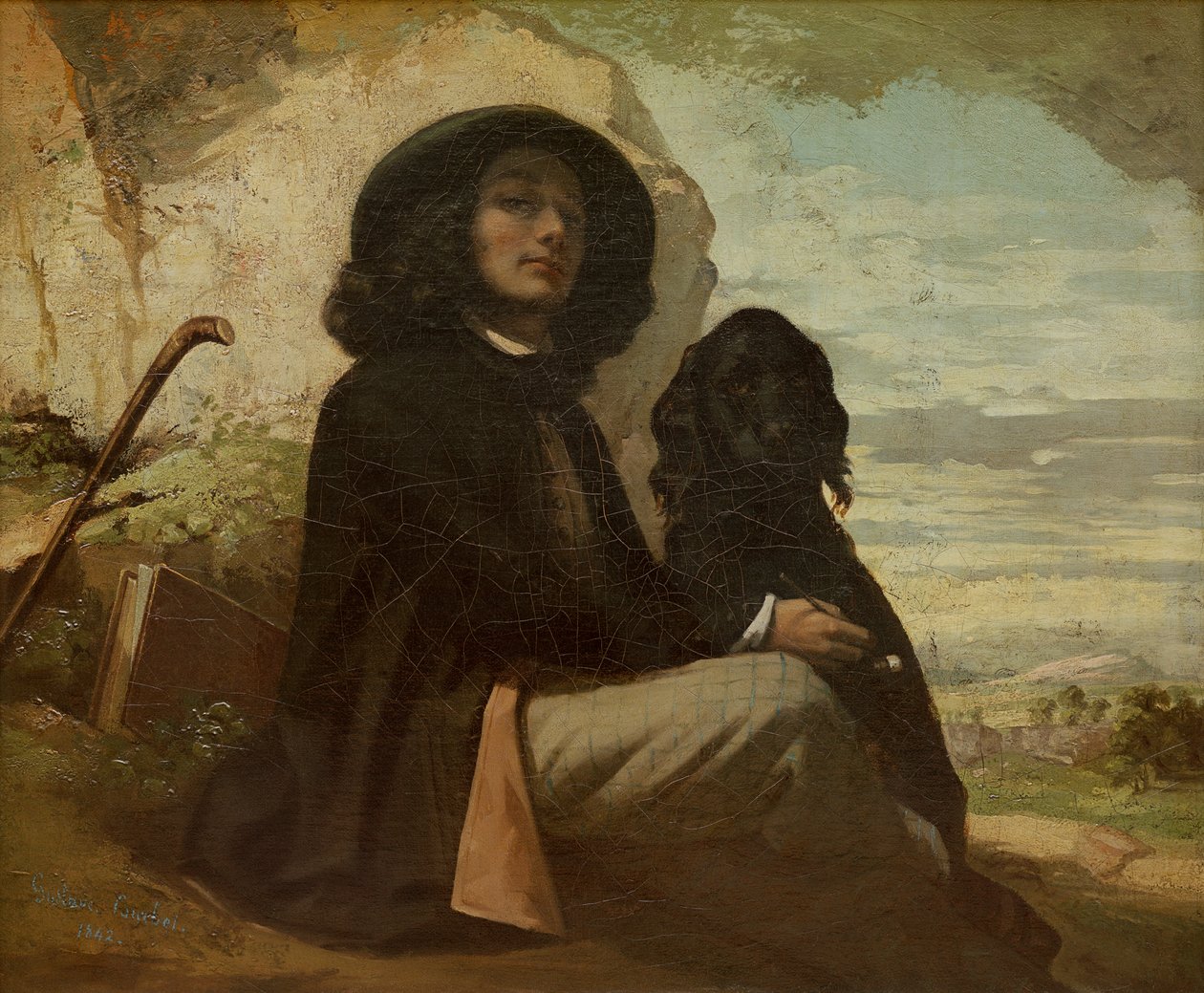Courbet med sin svarta hund av Gustave Courbet