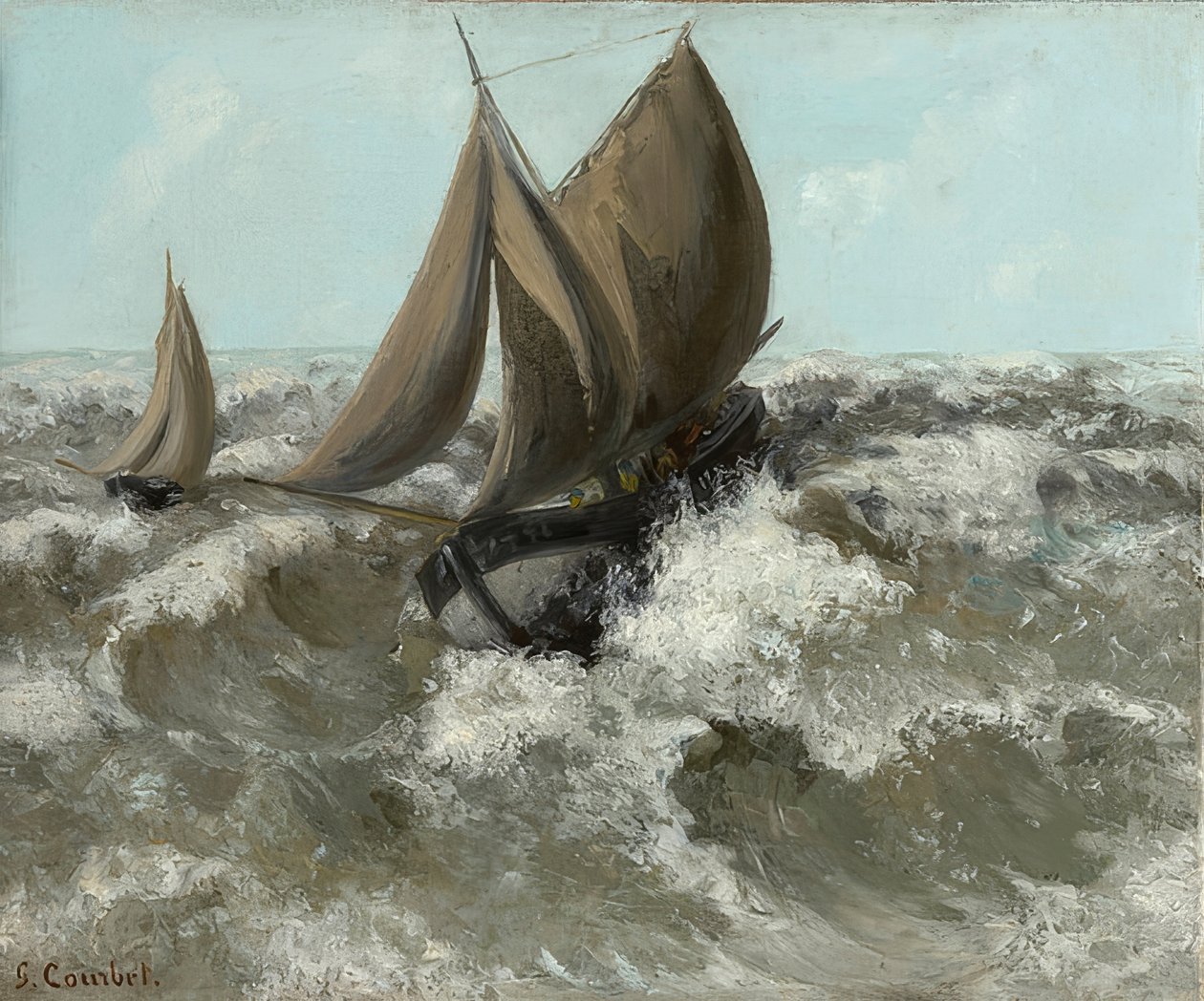 Segelbåten (seascape). Omkring 1869 av Gustave Courbet