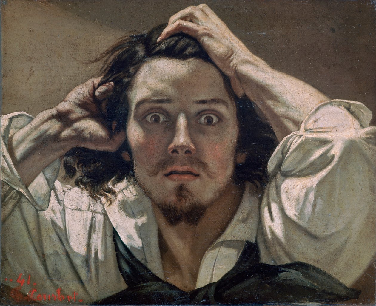 "Desperat, självporträtt", 1841 av Gustave Courbet