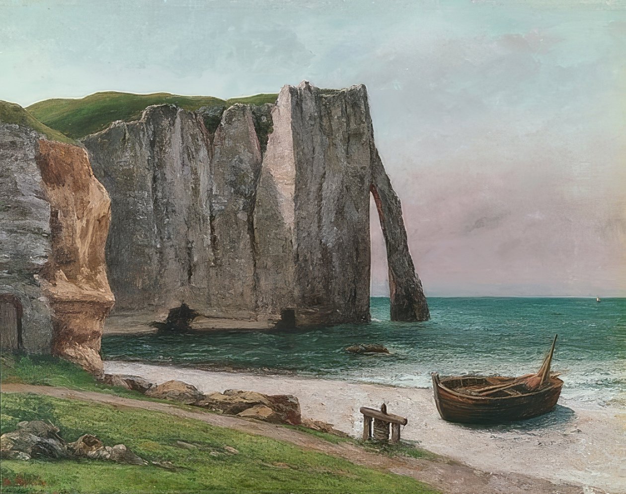 Felsen von Etretat (Étretats klippa). Um 1869 av Gustave Courbet