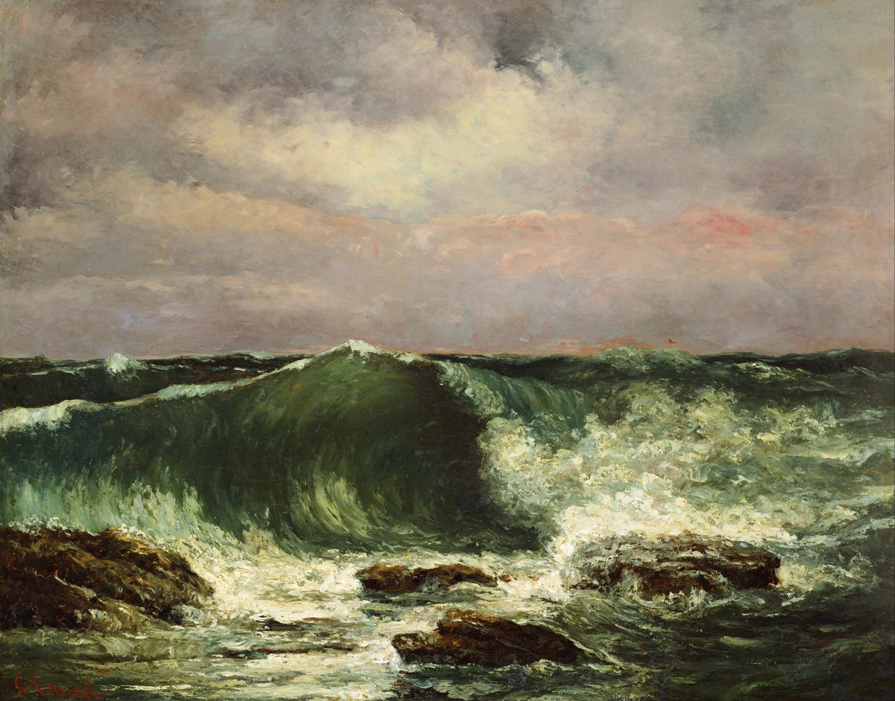 Franska:  La vague Vågen av Gustave Courbet
