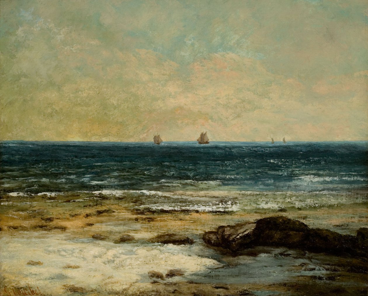 Franska: Les Bords de la mer à Palavas av Gustave Courbet
