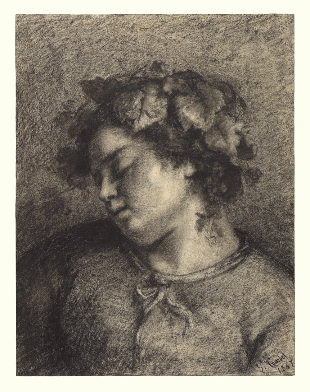 Huvud av en sovande bacchantia av Gustave Courbet