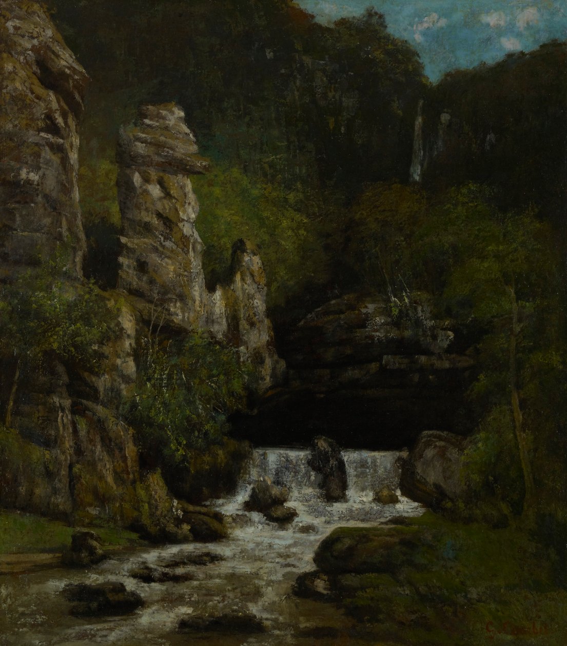 Landskap med ett vattenfall av Gustave Courbet