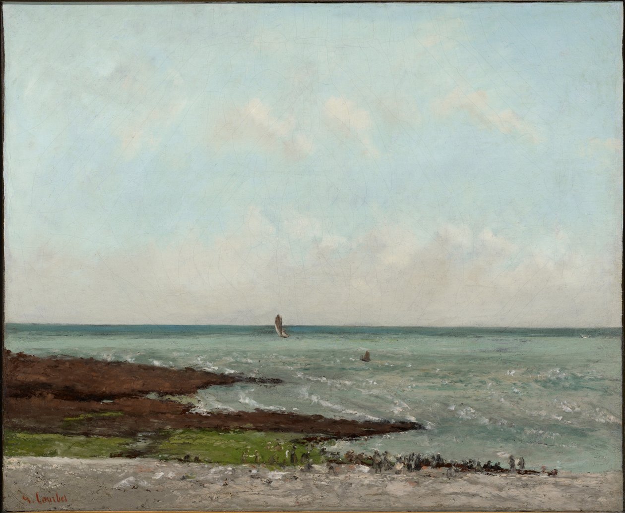 Tvätterskor vid lågvatten, Étretat av Gustave Courbet