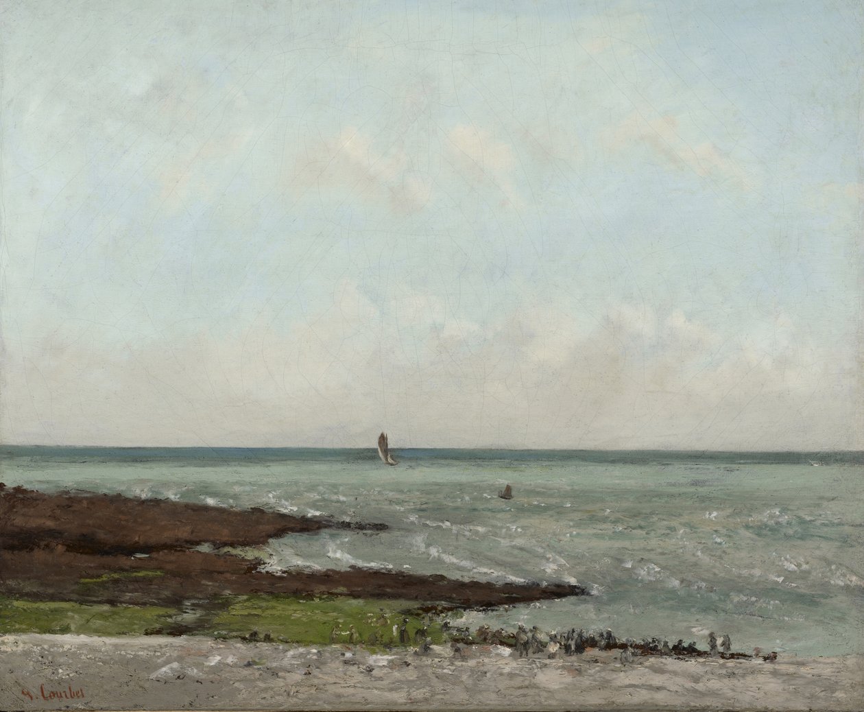 Tvätterier vid lågvatten, Étretat, 1866 eller 1869 av Gustave Courbet
