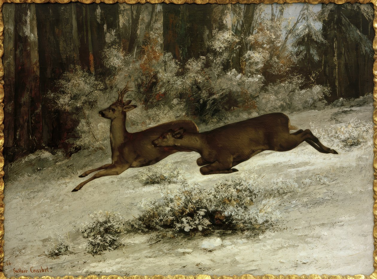Le Change, ett hjortjaktsavsnitt i Franche-Comté av Gustave Courbet