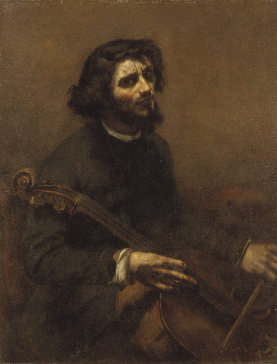 Cellisten (självporträtt) - Cellisten (Självporträtt), av Courbet, Gustave (1819-1877). olja på duk av Gustave Courbet
