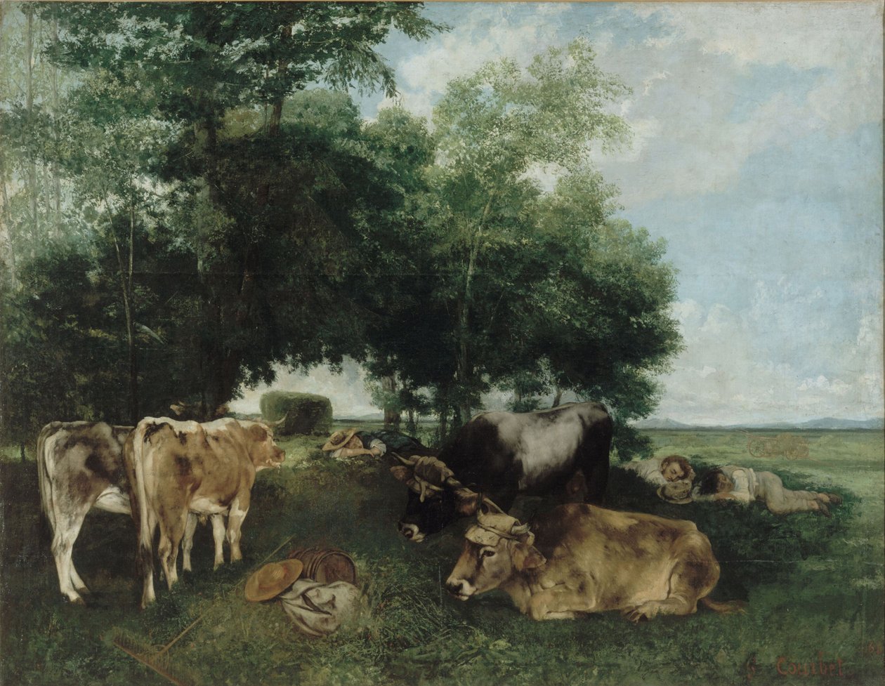 Sov under hösäsongen, Doubs Mountains av Gustave Courbet